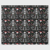 Fröhlicher Weihnachtsbaum Skelett Muster Geschenkpapier (Flach)