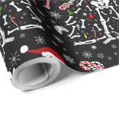 Fröhlicher Weihnachtsbaum Skelett Muster Geschenkpapier (Rolleneckpunkt)