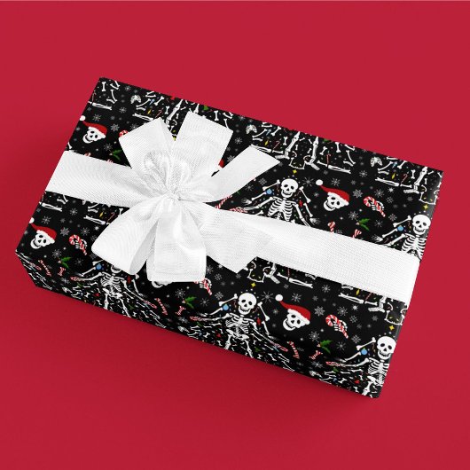 Fröhlicher Weihnachtsbaum Skelett Muster Geschenkpapier