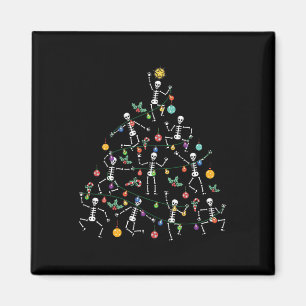 Fröhlicher Weihnachtsbaum Tanzendes Skelett Lustig Magnet