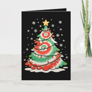Fröhlicher Weihnachtsbaum-Tie-Dye-Weihnachten Retr Karte