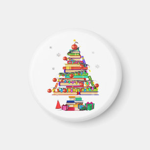 Fröhlicher Weihnachtsbibliotheksbaum Magnet