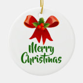Fröhlicher Weihnachtsbow Retro-Stil Keramik Ornament (Vorne)