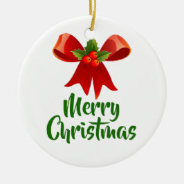 Fröhlicher Weihnachtsbow Retro-Stil Keramik Ornament