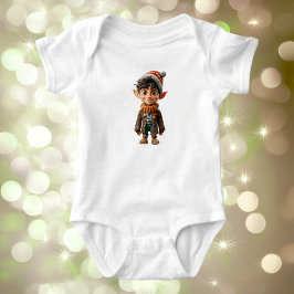 Fröhlicher Weihnachtself Baby Bodysuit Strampler
