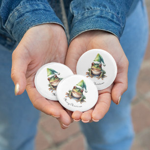 Fröhlicher Weihnachtsfrosch, individuell anpassbar Button