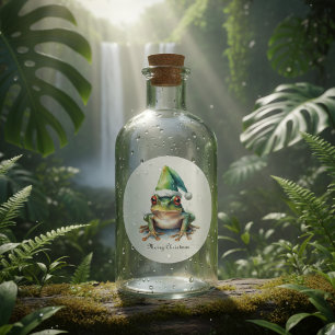 Fröhlicher Weihnachtsfrosch, individuell Runder Aufkleber