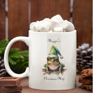 Fröhlicher Weihnachtsfrosch, individuell Zweifarbige Tasse