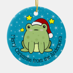 Fröhlicher Weihnachtsfrosch Personalisiert  Keramik Ornament