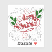 Fröhlicher Weihnachtsfunkel und leuchtender roter  Aufkleber (Blatt)