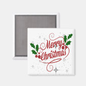 Fröhlicher Weihnachtsfunkel und leuchtender roter  Magnet (Vorderseite/Rückseite)