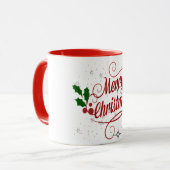 Fröhlicher Weihnachtsfunkel und leuchtender roter  Tasse (Vorderseite Links)