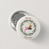 Fröhlicher Weihnachtshirsch mit Kranz anpassen Button (Vorne & Hinten)