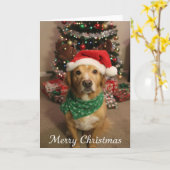Fröhlicher Weihnachtshund Karte (Gelbe Blume)