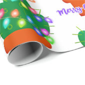 fröhlicher Weihnachtskaktus Geschenkpapier (Rolleneckpunkt)