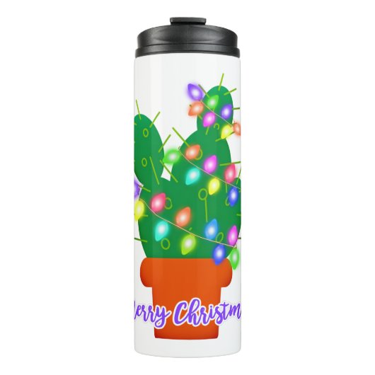 fröhlicher Weihnachtskaktus Thermosbecher (Vorderseite)