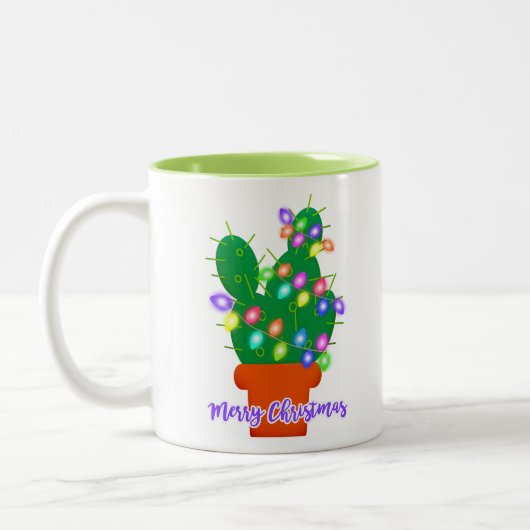 fröhlicher Weihnachtskaktus Zweifarbige Tasse (Links)