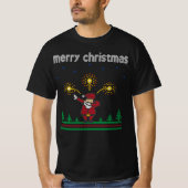 fröhlicher Weihnachtsklaus Ugly Christmas Sweater T-Shirt (Vorderseite)