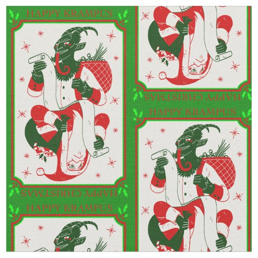 fröhlicher Weihnachtskrampus santa Stoff (Nahaufnahme)