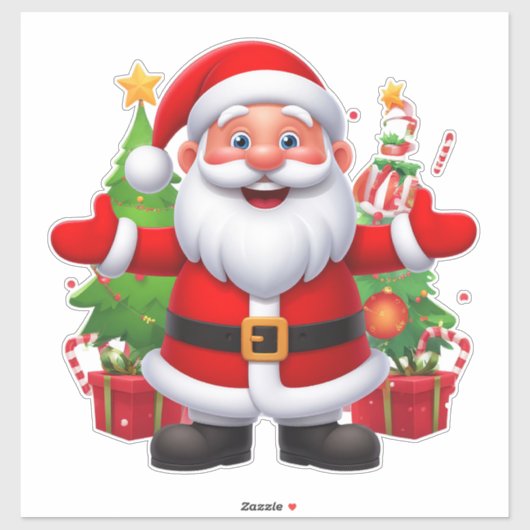 Fröhlicher Weihnachtsmann Aufkleber (Blatt)