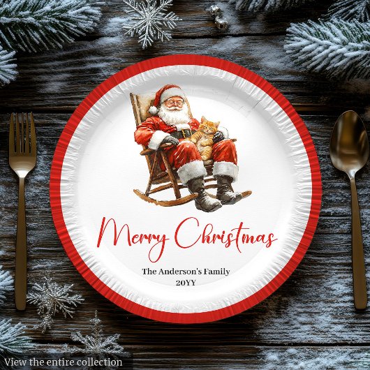 Fröhlicher Weihnachtsmann Benutzerdefinierter Name Pappteller