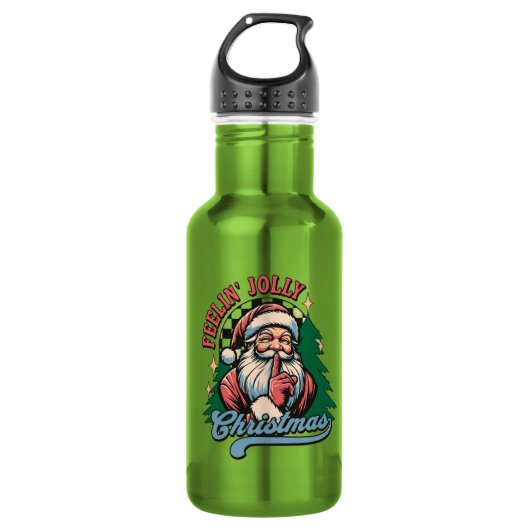 Fröhlicher Weihnachtsmann Edelstahlflasche (Vorderseite)