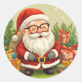 Fröhlicher Weihnachtsmann Festiv-Aufkleber Runder Aufkleber