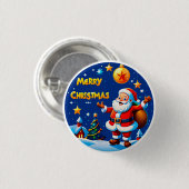 Fröhlicher Weihnachtsmann-Gruß Button (Vorne & Hinten)