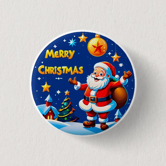 Fröhlicher Weihnachtsmann-Gruß Button (Vorderseite)