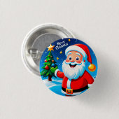 Fröhlicher Weihnachtsmann-Gruß Button (Vorne & Hinten)