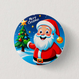 Fröhlicher Weihnachtsmann-Gruß Button