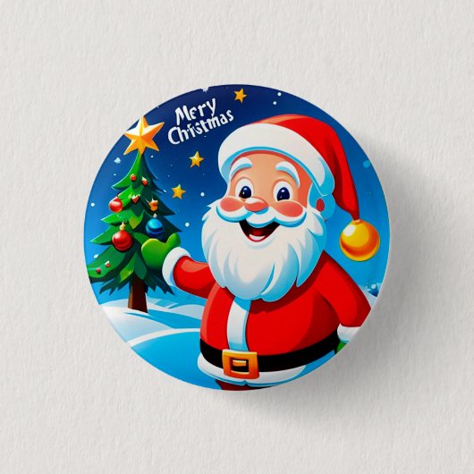 Fröhlicher Weihnachtsmann-Gruß Button (Vorderseite)
