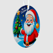 Fröhlicher Weihnachtsmann-Gruß Ornament (Vorderseite)