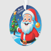 Fröhlicher Weihnachtsmann-Gruß Ornament (Vorderseite)