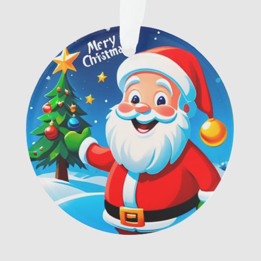 Fröhlicher Weihnachtsmann-Gruß Ornament (Vorderseite)
