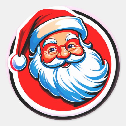 Fröhlicher Weihnachtsmann-Gruß Runder Aufkleber (Vorderseite)