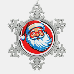 Fröhlicher Weihnachtsmann-Gruß Schneeflocken Zinn-Ornament