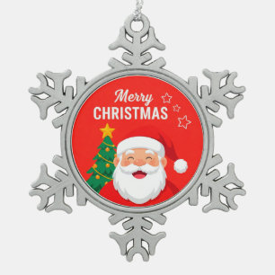 Fröhlicher Weihnachtsmann-Gruß Schneeflocken Zinn-Ornament