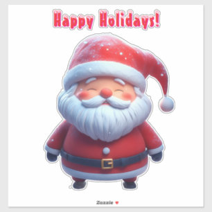 Fröhlicher Weihnachtsmann im schneebedeckten Wald Aufkleber