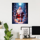 Fröhlicher Weihnachtsmann im Schneewald Poster (Heimbüro)