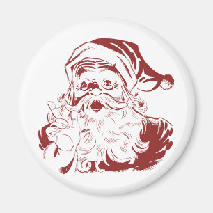 Fröhlicher Weihnachtsmann in rotem Spaß Retro Froh Magnet