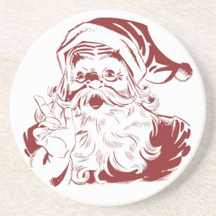 Fröhlicher Weihnachtsmann in rotem Spaß Retro Froh Sandstein Untersetzer