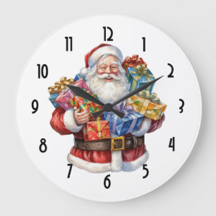 Fröhlicher Weihnachtsmann Klassisches Weihnachten Große Wanduhr