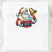Fröhlicher Weihnachtsmann klingelt an einer Weihna Quadratischer Aufkleber (Tasche)