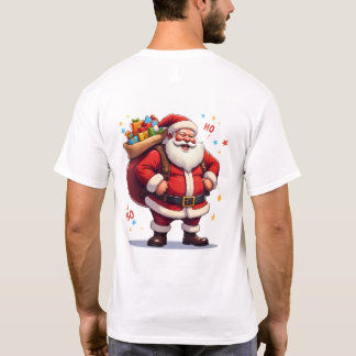 Fröhlicher Weihnachtsmann lachend Ho Ho Ho mit gro T-Shirt