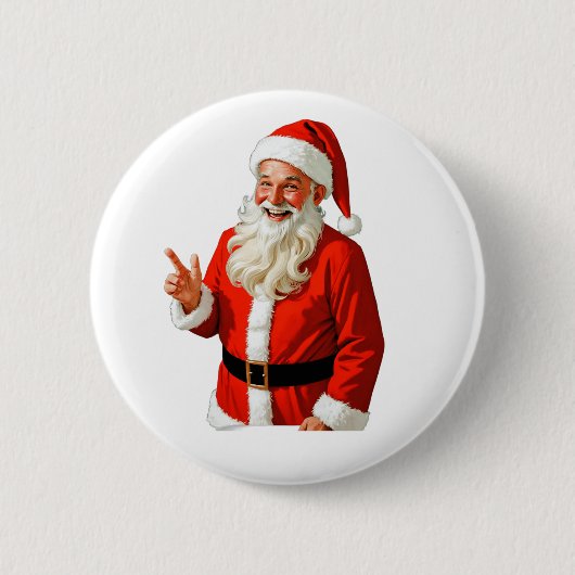 Fröhlicher Weihnachtsmann macht Friedenszeichen – Button (Vorderseite)