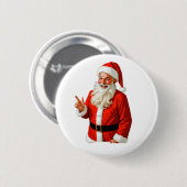Fröhlicher Weihnachtsmann macht Friedenszeichen – Button (Vorne & Hinten)