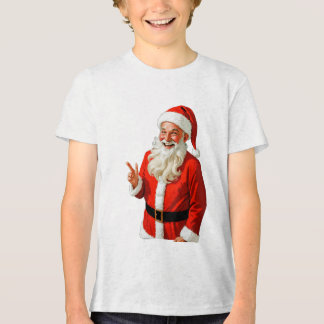 Fröhlicher Weihnachtsmann macht Friedenszeichen – Tri-Blend Shirt
