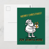 Fröhlicher Weihnachtsmann mit Geschenkbox Postkarte (Vorne/Hinten)