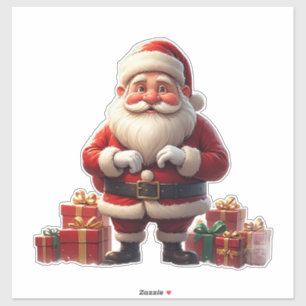 Fröhlicher Weihnachtsmann mit Geschenken und Sack Aufkleber